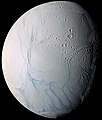 An skeusen ma a Enceladus a dhiskwedh linennow hag a wra gasa dowr yn-mes