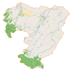 Mapa konturowa gminy Kańczuga, u góry po lewej znajduje się punkt z opisem „Chodakówka”