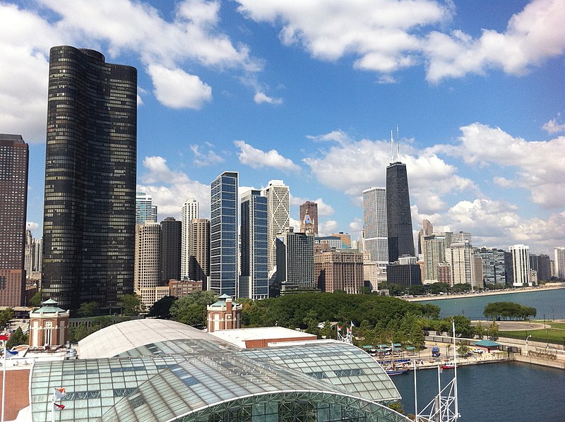 File:Magnificent Mile skyline viewed from the Navy Pier ferris wheel.jpg