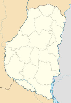 Mapa konturowa Entre Ríos, na dole po prawej znajduje się punkt z opisem „Gualeguaychú”