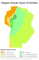 Köppen climate map of Córdoba