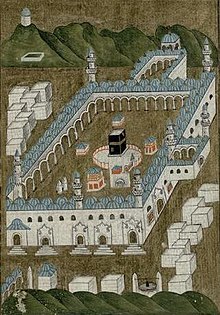 رسم يوضح حال المسجد الحرام في 1750م (1166هـ).