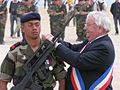 Fusiliers marins, remise des fourragères, pendant la cérémonie du 6 juin 2009, hommage au commando Kieffer.