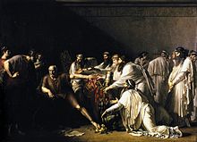 Ілюстрація історії про відмову Гіппократа від подарунків імператора Ахеменідів Артаксеркса, який просив його консультацію. Намальовано Жироде, 1792 рік.
