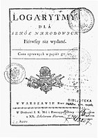 Logarytmy dlá szkół narodowych Ignacego Zaborowskiego, (1787).