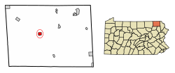 Location of Montrose in Susquehanna County, Pennsylvania.