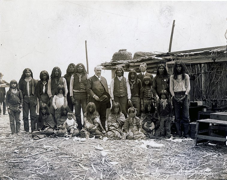 File:Cocopa Indian group in a Department of Anthropology exhibit at the 1904 World's Fair. W.J. McGee in center from the Department of Anthropology.jpg