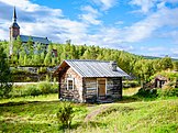 Utsjoki Kerk en kerkhutte; die noordlikste kerk in Finland