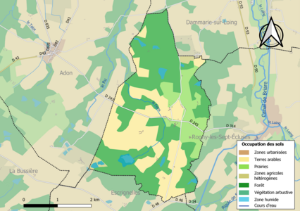 Carte des infrastructures et de l'occupation des sols de la commune en 2018 (CLC).