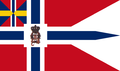 Flagge der Norsk Forening for Lystsejlads, 1884–1905. Seeflagge mit König Oskar II. Monogramm in der Kreuzmitte