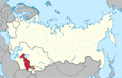 Location o the Uzbek SSR athin the Soviet Union.