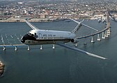 US Navy C-9B over the Coronado Bay Bridge