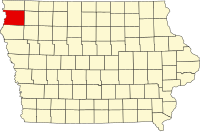 Map of Ajova highlighting Sioux County