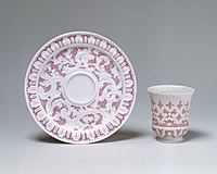 Beaker and saucer with carved design, c. 1743