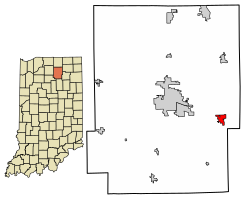 Location of Pierceton in Kosciusko County, Indiana.