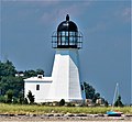 Prudence Island Light, circa 1824, was the original Newport Harbor Lighthouse until it was transported to Prudence Island in 1851.