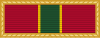 Width-44 red ribbon surrounded by gold frame. The ribbon has a central width-8 green stripe flanked by a pair of width-1 yellow stripes.