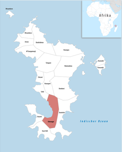 Location of the commune (in red) within Mayotte