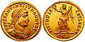Zlatnik Konstancija II., ki prikazuje Viktorijo na hrbtni strani
