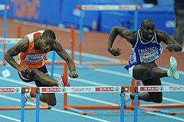 Gregory Sedoc en Ladji Doucouré op de EK indoor 2009 te Turijn.