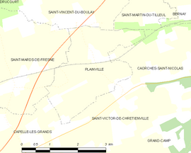 Mapa obce Plainville