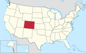Karta SAD-a s istaknutom saveznom državom Colorado