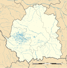 Mapa konturowa Indre, u góry znajduje się punkt z opisem „Fontguenand”