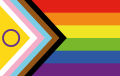 Regenboogvlag met tevens toegevoegd symbool (cirkel) voor intersekse (sinds 2021).