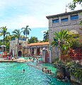 View of main buildings with pool and island