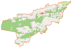 Mapa konturowa gminy Wyśmierzyce, po prawej nieco u góry znajduje się punkt z opisem „Witaszyn”