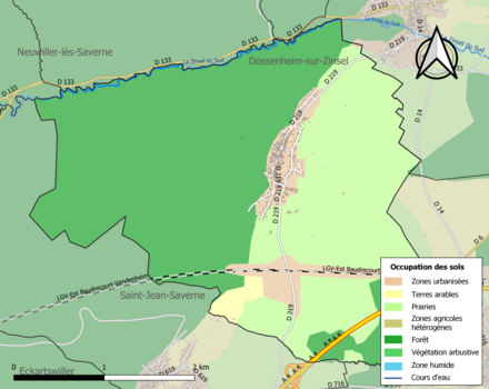 Carte en couleurs présentant l'occupation des sols.