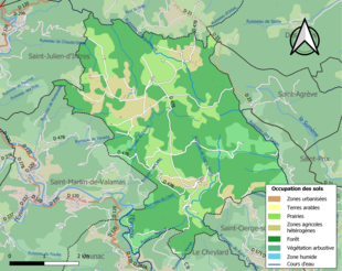 Carte en couleurs présentant l'occupation des sols.