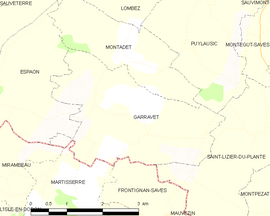 Mapa obce Garravet