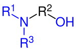 Allgemeine Strukturformel der tertiären Aminoalkohole (N,N-Dialkylalkanolamin)
