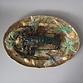 Coloured glazes majolica lobster platter 18.9 in, c. 1880.