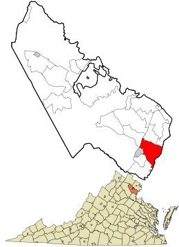 Location in Prince William County and the state of Virginia.