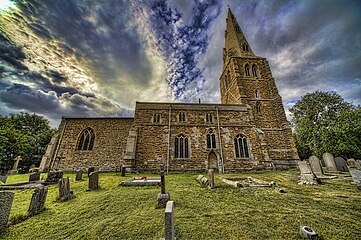 The north elevation and site of the demolished north aisle.