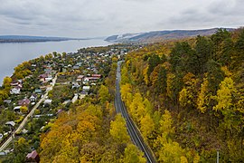 Route longeant la Volga, oblast de Samara.