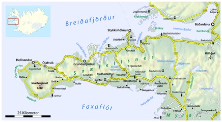 Karte der Snæfellsnes-Halbinsel