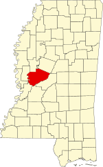 Map of Mississippi highlighting Yazoo County