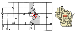 Location of Schofield in Marathon County, Wisconsin.