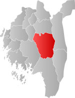 Mapa do condado de Vestfold com Rakkestad em destaque.