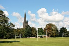 Photograph of school playing fields in the Lower Close