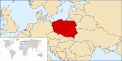 Lokasi Poland (merah) dalam benua Eropah