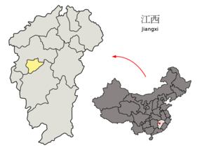 Xinyus läge i Jiangxi, Kina.