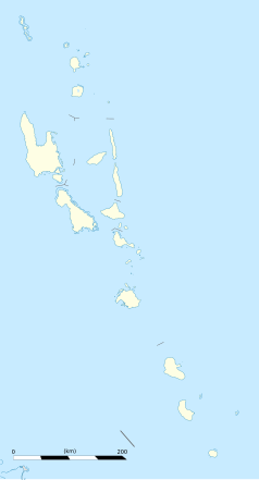 Mapa konturowa Vanuatu, u góry nieco na lewo znajduje się punkt z opisem „Sola”