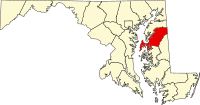 Map of Merilend highlighting Queen Anne's County