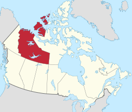 Kaart van Northwest Territories Territoires du Nord-Ouest Nunatsiaq ᓄᓇᑦᓯᐊᖅ Noordwestterritoria