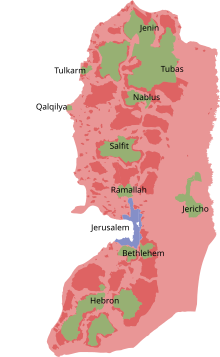 Control status of the West Bank as per the Oslo Accords.svg