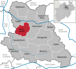 Läget för Everswinkel i Kreis Warendorf